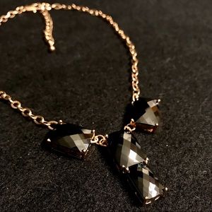 Grand Black Crystal and Gold Necklace